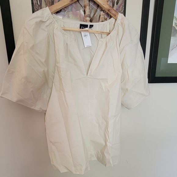 GAP Women's Short Puff Sleeve Top Blouse Shirt - Picture 3 of 6